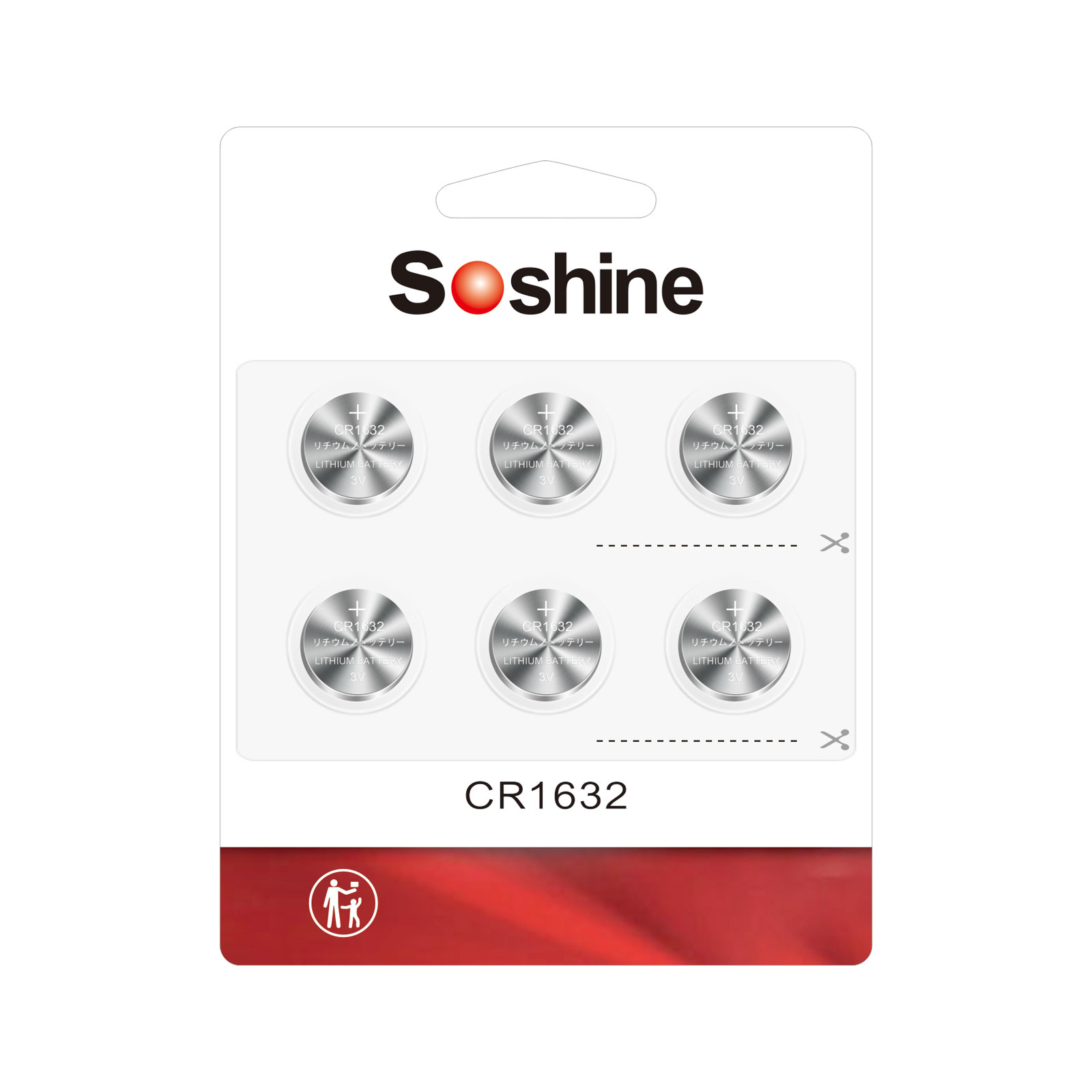 Soshine CR1632 Battery Lithium 3v (1 Pack of 6)